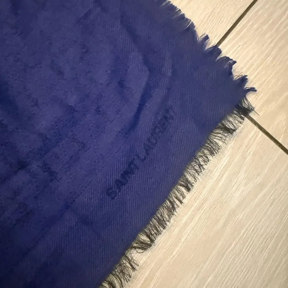 Brand new Saint Laurent Deep Blue double sided scarf / shawl large size